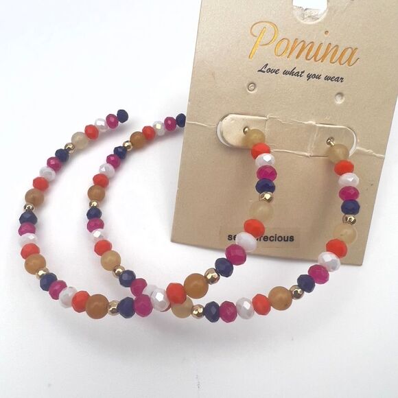 Pomina Beaded Hoop Earrings - Picture 6 of 7